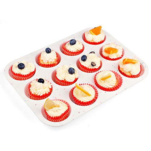 image for SHEbaking Silicone Muffin Pan Regular 12 Cups Muffin Tin Cupcake Pans 