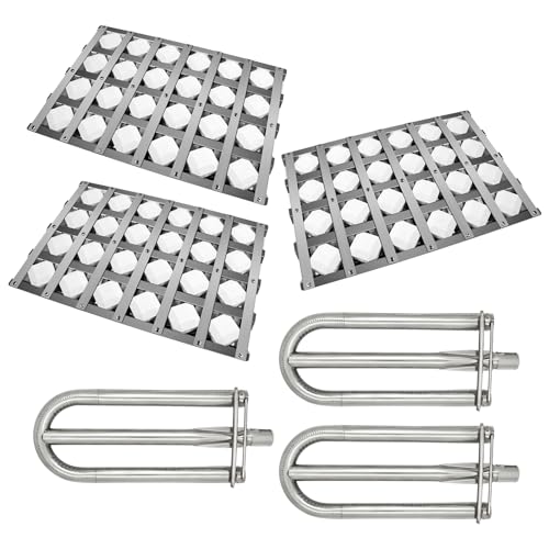 Folocy Grill Burners Grill Briquette Tray for Alfresco ALX2-30CD ALX2-42C ALX2-42RFG ALX2-56 ALX2-56BFG 18 BBQ Pipe Tubes Ceramic Briquettes Grill Replacement Parts Stainless Steel
