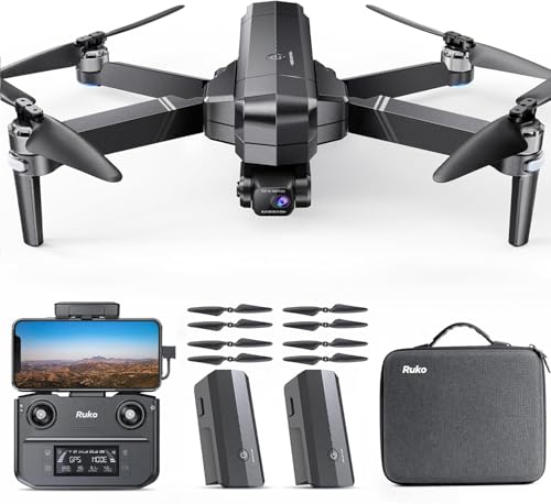 Ruko F11GIM2 2Batteries Drones with Camera for Adults 4K and Replacement Foldable Propeller Blades (4PCS), 64Mins Flight Time, 16404ft Digital video Transmission