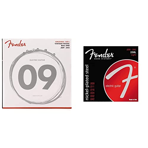 Fender 0730150403 Cordes de guitare d’origine 150, plaqué nickel pur, extrémité à boule, jauges 150L .009-.042, (6… - Les Beatles, Paul McCartney, John Lennon, RIngo Starr, George Harrison Fender 0730150403 Cordes de guitare d'origine 150, plaqué nickel pur, extrémité à boule, jauges 150L .009-.042, (6…