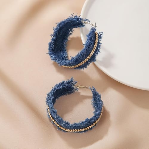 Coiris Bohemian Statement Dangle Earrings for Women Denim Leather Shells Pearl Polygonal Leaf Circle Drop Earrings for Women3