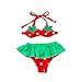 I3CKIZCE Costumi da Bagno Neonata 0-18 Mesi 2 PCS Bikini Tankini Fragola Senza Maniche Apesso con Fiocco Pantaloncini Merletto Carina Classico Elatico Estate Piscina Spiaggia (Rosa, 0-3 M)