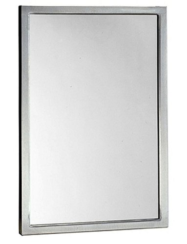 Bobrick 290 Series 304 Stainless Steel Welded Frame Glass Mirror, Satin Finish, 24