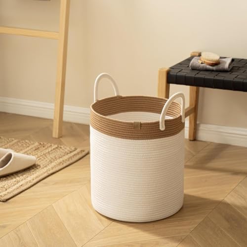 Image of Laundry Basket for Clothes | Toy Storage Basket | Washing clothes Storage Basket | Cotton Rope Basket | Multi-Purpose Use Big Size Laundry Basket | Dirty Cloth Baskets Jute | 36x36x46 cm