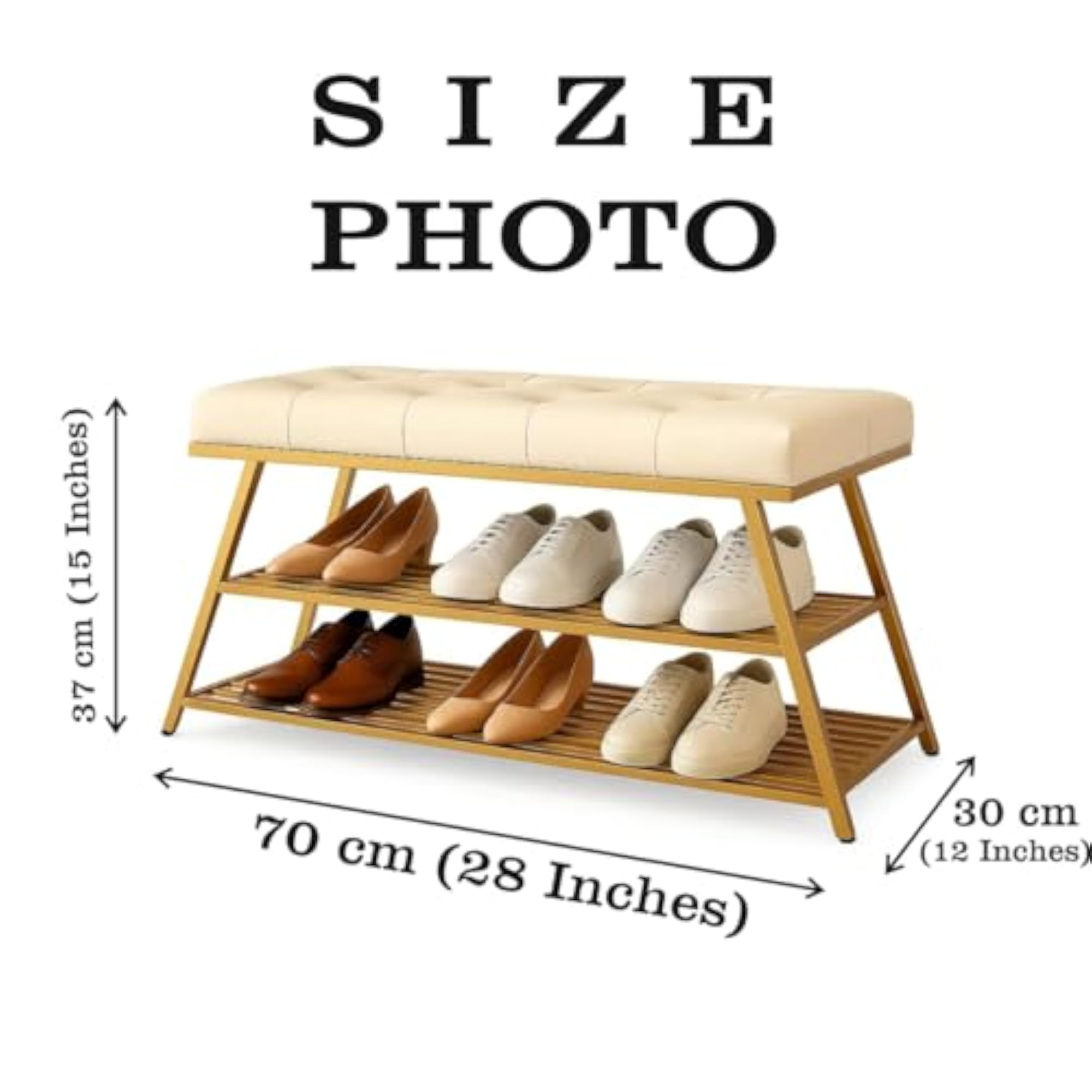 Shoe Racking Bench with Cushion Storage Ottoman
