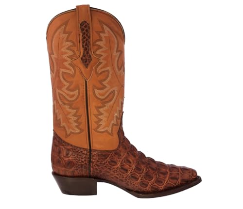 El Presidente Mens Western Cowboy Boots Cognac Leather Alligator Back Pattern J Toe2
