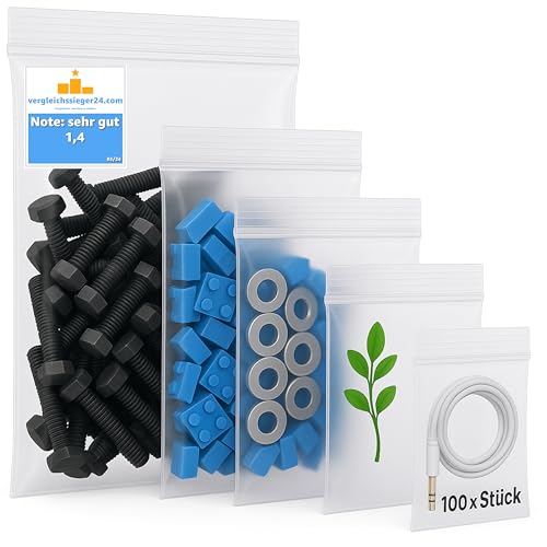 500x Stück ZIP Druckverschlussbeutel - Baggies mit Zipper transparent - verschließbare Plastikbeutel & Tüten in 5 Größen