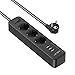 JSVER Steckdosenleiste USB,Steckdosenadapter 3 Fach mit 3 USB Ladeanschlüsse Mehrfachsteckdose Wandmontage (3680W) mit 2M Kabel für Smartphones Tablets -Schwarz Baby,Schwarz günstig Kaufen-JSVER Steckdosenleiste USB,Steckdosenadapter 3 Fach mit 3 USB Ladeanschlüsse Mehrfachsteckdose Wandmontage (3680W) mit 2M Kabel für Smartphones Tablets -Schwarz