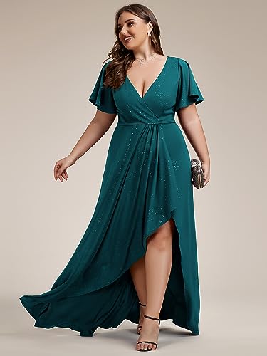 Image of Ever-Pretty Womens Glitter High Low Plus Size Cocktail Wedding Guest Dress