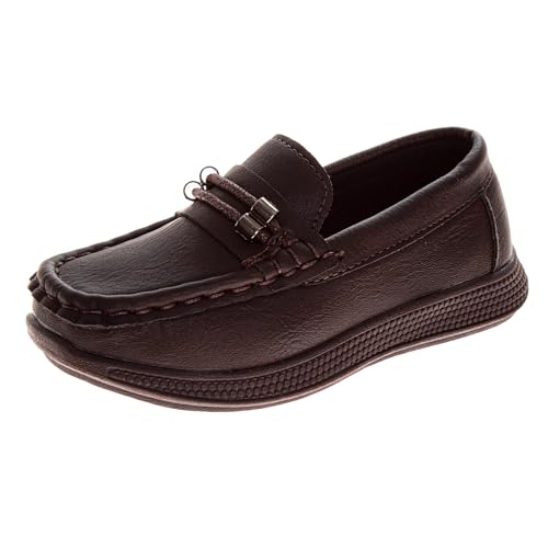 Josmo Boy Loafers �y�j�[ ���J�V�� �I�b�N�X�t�H�[�h �X�N�[�� �h���C�r���O �J�W���A�� �h���X�V���[�Y �j�̎q�p(�u���b�N�A�^���A�u���E��)(�T�C�Y:6-10 �c�� / 11-13 �����Ȏq��/1-3 �r�b�O�L�b�Y), �u���E���u�����Y