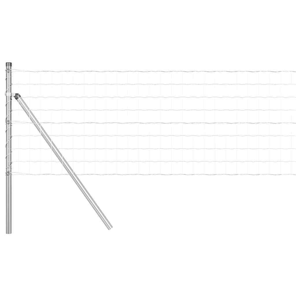 Garden Fence Panel Set with Posts Silver Steel PVC 0.8 x 10 m Outdoor Boundary for Terrace Pet Proof Weather Resistant Enclosure Kit Modern Privacy Screen