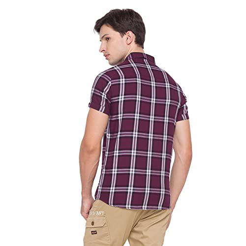 Image of Spykar Men's Slim Shirt (8907966630215 Wine Red L)