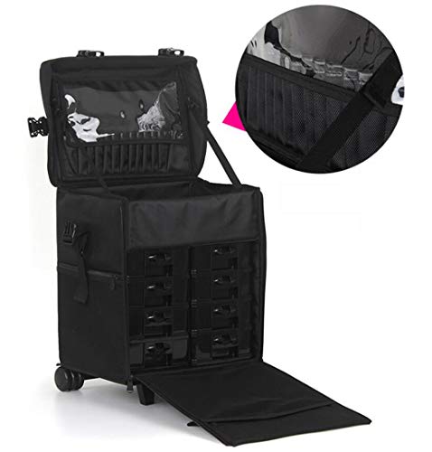 DPPAN 2-in-1 Extra Groß Nylon Trolley Kosmetikkoffer, Professionell Make-up Koffer 4 Rollen, Schminkkoffer zu Künstler… – Bild 3