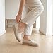 Imagen de GLAMORA Bailarinas Mujer Manoletinas Merceditas Slip On Lona Zapatos Planos Plataforma Baja Zapatillas Casual Cómodas Primavera Verano Puntera Crochet Estilo Esparto con Detalle Bordado beige-39