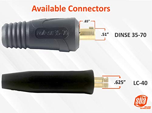 SÜA - 350 Amp Welding Lead Extension - LC40 Male/Female Connector - 1/0 AWG 100% Copper Cable (25 FEET)