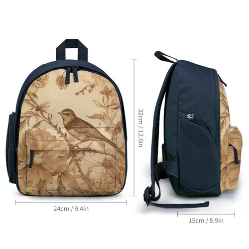 A Bird in The Field Backpack Small Book Bag with Side Pocket, Lightweight Durable Backpack, Travel Rucksack, Blue-style2
