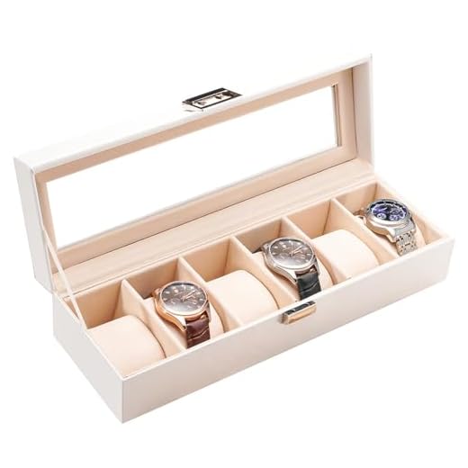 ProCase Watch Box for Men, 6 Slot Watch Display Case Mens Watch Box Organizer, PU Leather Watch Cases for Men Watch Storage, Father's Day Gift Watch Holder Organizer -6 Slot, White