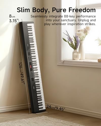 Donner 88 Key Keyboard Piano for Beginners, Semi-Weighted Electric Digital Piano with 500 Tones, 128-Note Polyphony, USB MIDI, Speakers, Carry Bag, X-Stand, Pedal & Music Rest Included(DEP-07) - image 8