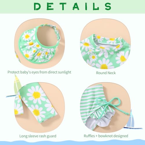 image for YOUNGER TREE Toddler Baby Girls Swimsuit Long Sleeve Bathing Suit Rash