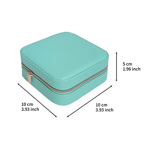 Image of TRODANCE Jewelry Case with Mirror, Small Travel Jewelry Organizer, Portable Mini Storage Box for Rings, Earrings, Necklaces (Blue)