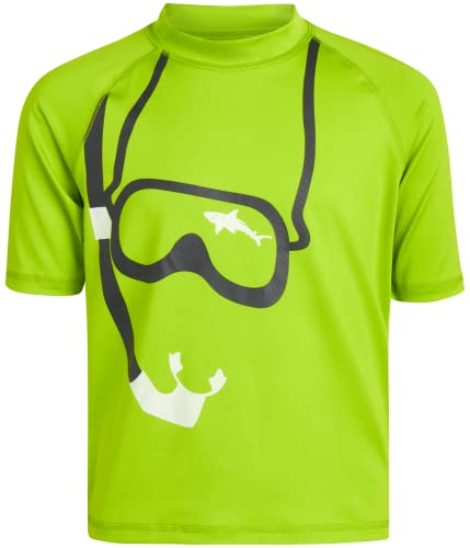 Ixtreme Boys' Rash Guard Set - 2 Piece Upf 50+ Quick Dry Swim Shirt And Bathing Suit (12M-18), Size 10/12, Lime/White Goggles #TOP4