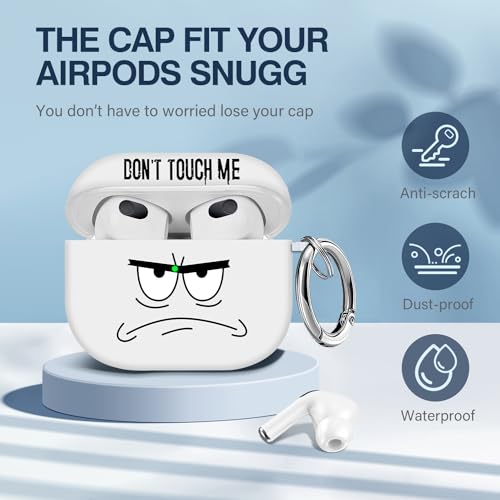 Image of for Airpods 3rd Generation Case,Don't Touch Me Cool Cover with Lanyard Big Eyes Cute Cartoon for Airpods 3rd Generation Case,Soft Shockproof Cover for Women Men-White