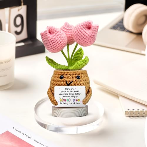 Image of Gossby Handmade Positive Tulip Flower Crochet - There are People in This World Who Make Things Better Wherever They Go Thank You for Being One of Them