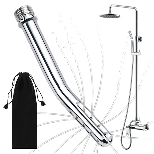 Metal Shower Cleaner Enema Douche System Handheld Water Shower Nozzle Anal Rinse Vaginal Cleaning Kit Cleaner Attachment for Men Women Silver