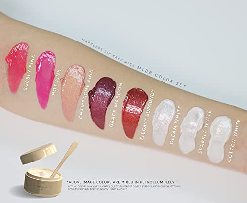 MARBLERS Lip Safe Mica Powder Colorant Set [MLBB 8 Color Set] |Cosmetic | Epoxy Resin Pigment | Dye | Non-Toxic, Vegan, Cruelty-Free | Lip Gloss, Nails, Body Butter, Bath Bomb, Candle & Soap Making