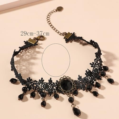 Black Lace Tassels Choker Necklace - Boho Fashion Prom Dainty Sexy Body Chain3