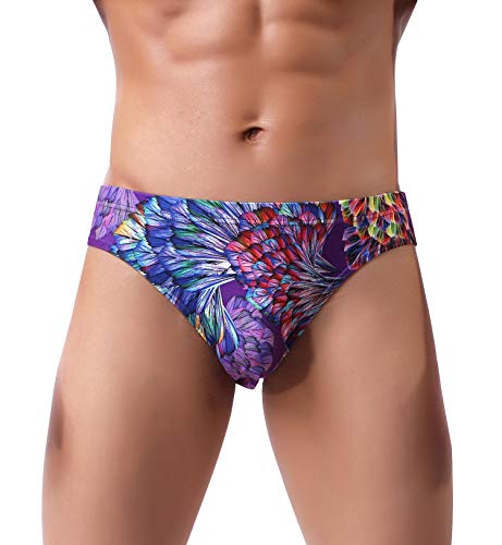 WINDAY Men's Briefs Ice Silk Triangle Bikinis Underwear print Breathable Briefs