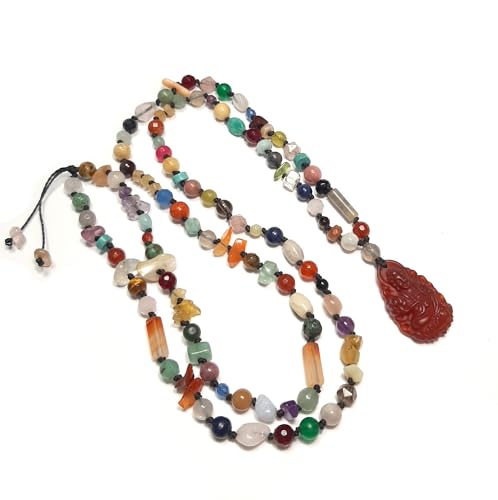 Sautoir Bouddha pierres naturelles : collier long bohème artisanal et bijou spirituel
