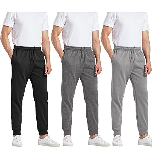 2/3 Pack Fleece Sweatpants for Men Active Athletic Comfy Mens Jogger Pants with Pockets