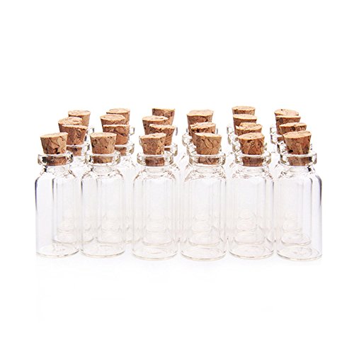 erioctry 2ML 16x35mm Tiny Empty Clear Cork Glass Bottles Vials with