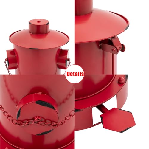Image of LOYALHEARTDY Fire Hydrant Trash Can, Retro Creative Garbage Can with Removable Inner Bucket, Wrought Iron Pedal Trash Can, Indoor Outdoor Waste Bins for Park Garden Kitchen Garbage, Red