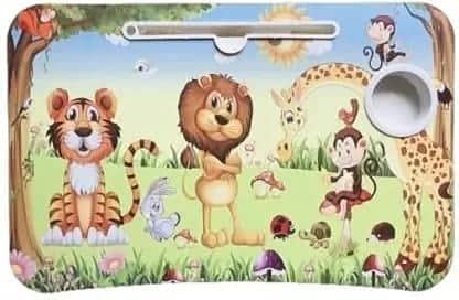 GOPINATH ENTERPRISE-Foldable Laptop Animal Party Printed Kids Study,Reading Table for Children Bed Table for Breakfast, Kids Activity Table with Tablet Stand and Cup Holder 1 pcs (Animal Party)