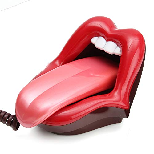 Téléphone fixe en forme de lèvres rouges de style moderne, téléphone filaire décoratif à...