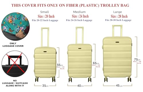 Image of Printed Luggage Cover for Traveling Bag & Suitcase - Stretchable & Scratchproof Trolley Protector with Velcro Lock & Lightweight Washable Material(Suitcase Bag Not Included, Only Cover in Product)
