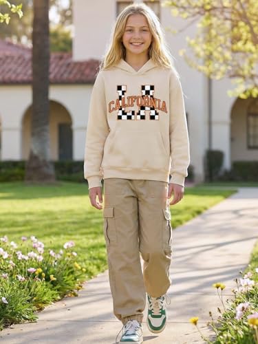 Image of WELAKEN Cotton Hoodie Sweatshirt for Girls Kids & Teens Long Sleeve Pullover with Kangaroo Pocket