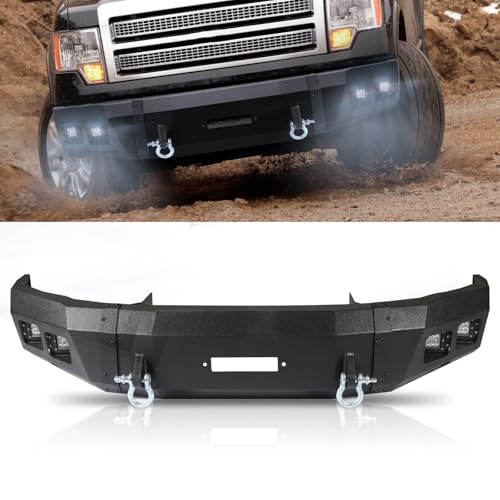 Off Road Front Bumper Fit for Ford F150 2009-2014 (Excluding Raptor) Full Width Front Bumper W/Lights Winch Plate D-Rings and Shackle Mounts Rock Crawler