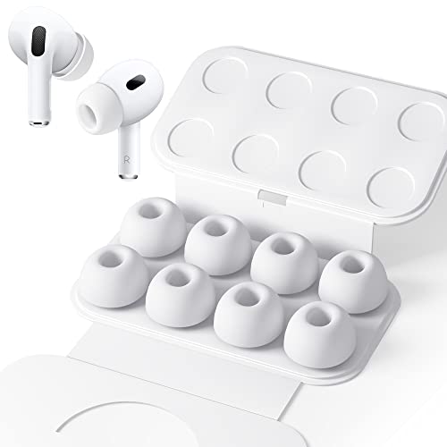 Seltureone 4 pares de pontas auriculares de substituição para AirPods Pro/Pro 2 com orifício de redução de ruído - silicone macio antiderrapante com caixa de armazenamento portátil - Grande