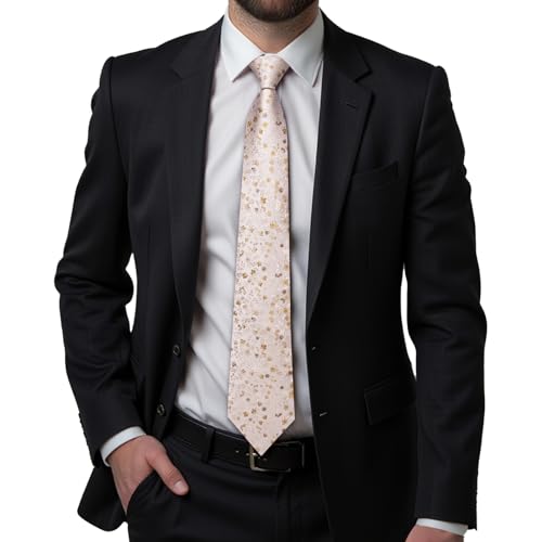 Image of Hi-Tie Mens 70inches Tie Set Extra Long Necktie for Men Cufflinks Handkerchief Big Tall Men Business Wedding