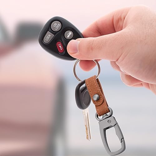 Car Keychain, 3PCS Personalised Keyrings for Car Keys Fob Key Chains Leather Keychain Strap with Large 360°Rotatable Swivel Anti-Lost D-Ring, Key Chain Holder for Men and Women