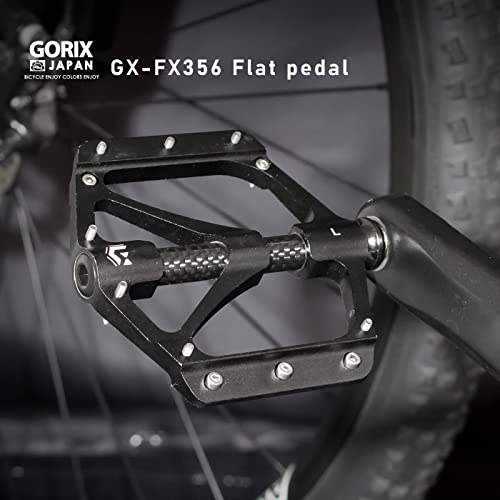 Gorix GX-FY709 Bike Flat Pedals Wide Cnc 3 Bbearings Carbon Fiber Center Tube Lightweight thumb #2
