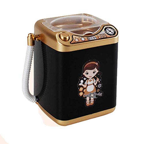 Preisvergleich Produktbild Mikiya Toy Mini washing machine Mini elektrische Waschmaschine Puppenhaus Spielzeug sehr nützlich waschen Make-up Pinsel (Schwarz)