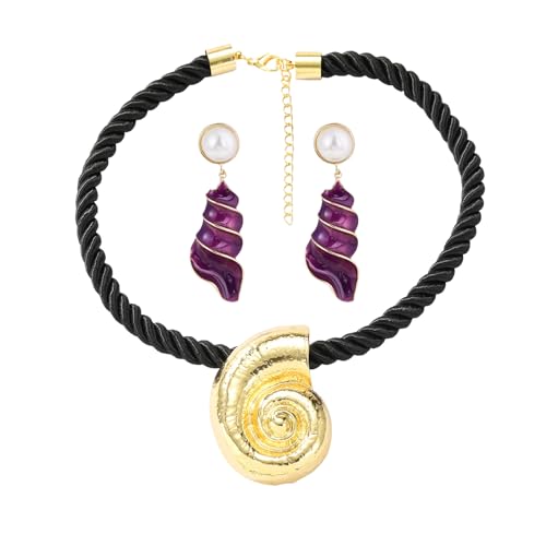 Halloween Octopus Costumes Accessories Beach Jewelry for Women Summer Conch Shell Earrings Purple Seashell Earrings Beach Sea Witch Necklace Halloween Costume Cosplay Jewelry Accessories