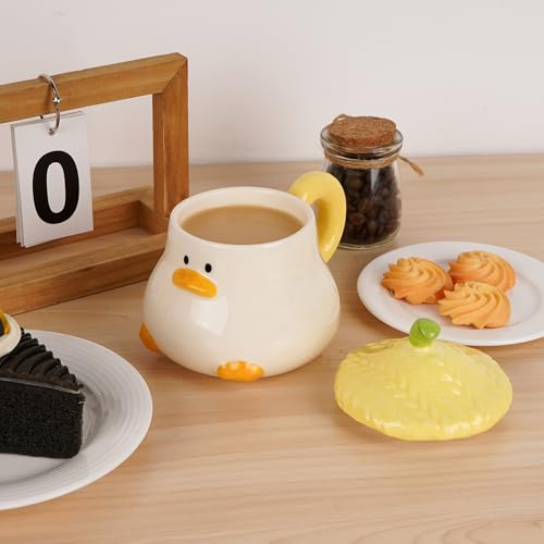 Taza de cerámica con forma de pato y tapa texturizada miniatura 4