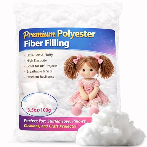 Welacer Polyfill Stuffing 3.5oz/100g Premium Polyester Fiber Fill for Stuffed Animals Crochet Toys & DIY Crafts High Resilience Fiberfill Stuffing for Small Projects Machine Washable