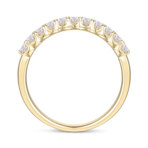14K Gold Moissanite Wedding Bands 2mm Half Eternity Wedding Band 14K Gold Moissanite Rings 2mm Stacking Rings for Women3