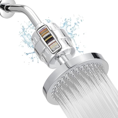 Image of Gurin Shower Filter for Bathroom with 6 Inch ABS Rustproof High Pressure Shower Head, Multistage Hard Water Softener for Shower, Chrome, Polished Finish